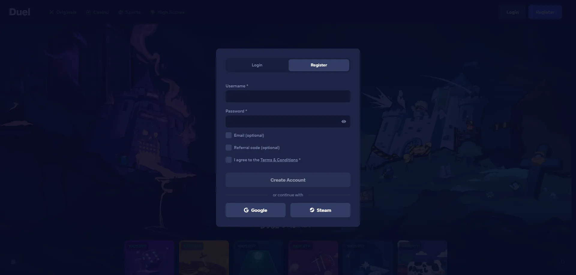 Registrácia v Duel Casino – krok za krokom
